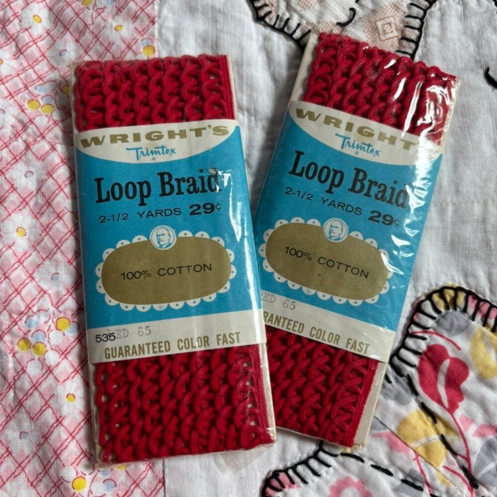 Vintage Wrights Loop Braid Trim 2 packs